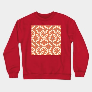 Orange Vintage Checkered Flowers Crewneck Sweatshirt